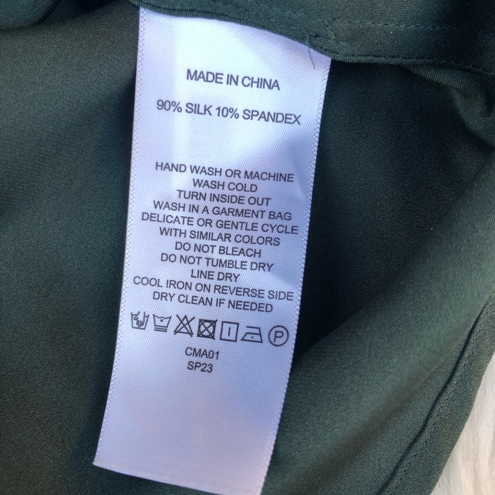 Quince Minimalist Silk Relaxed Fit Forest Green Sleeveless Maxi Dress size L - Picture 9 of 12